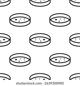 Petri Dish Icon Seamless Pattern, Cell Culture Dish, Petri Plate, Biologists Transparent Shallow Lidded Dish Used To Culture Cells Vector Art Illustration