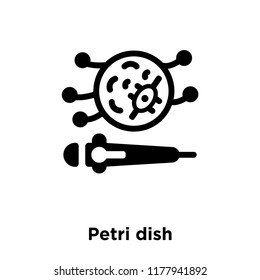 Petri dish icon vector isolated on white background, logo concept of Petri dish sign on transparent background, filled black symbol
