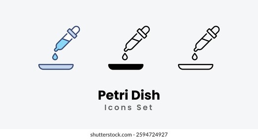 Petri Dish icons vector set stock illustration.