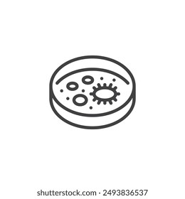 Petri Dish line icon. linear style sign for mobile concept and web design. Petri dish with bacterial culture outline vector icon. Symbol, logo illustration. Vector graphics