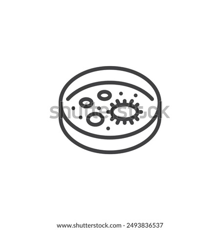 Petri Dish line icon. linear style sign for mobile concept and web design. Petri dish with bacterial culture outline vector icon. Symbol, logo illustration. Vector graphics