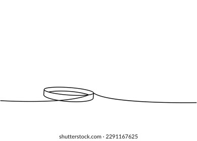 Petri dish one line continuous drawing. Laboratory glass equipment continuous one line illustration. Vector minimalist linear illustration.