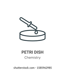Petri dish outline vector icon. Thin line black petri dish icon, flat vector simple element illustration from editable chemistry concept isolated on white background
