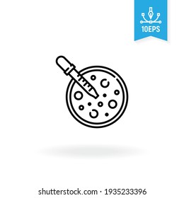 Petri Dish And Pipette, Agar Plate Vector Icon. Laboratory  Research, Analysis Equipment Symbol. 