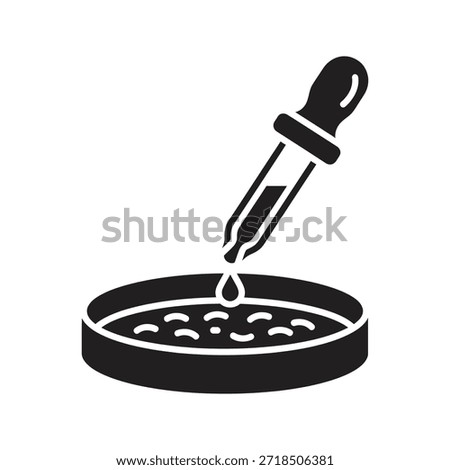 Petri dish pipette solid black vector icon isolated white background lab biology experiment culture science research symbol design graphic illustration