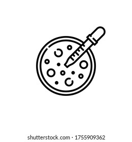 Petri dish and pipette vector icon. Laboratory  research, analysis equipment symbol. 