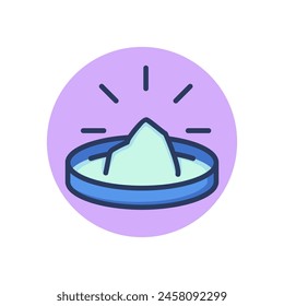 Petri dish with reagent line icon. Reaction, process, experiment outline sign. Chemistry and science concept. Vector illustration, symbol element for web design and apps