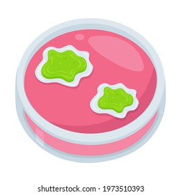 Petri Dish Sign Emoji Icon Illustration. Microbes Laboratory Vector Symbol Emoticon Design Clip Art Sign Comic Style.