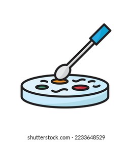 Icono vectorial de la placa de Petri. Investigación de laboratorio, símbolo de equipo de análisis. Ilustraciones editables