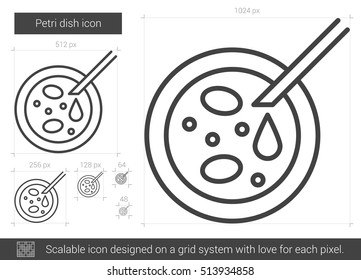 Petri dish vector line icon isolated on white background. Petri dish line icon for infographic, website or app. Scalable icon designed on a grid system.