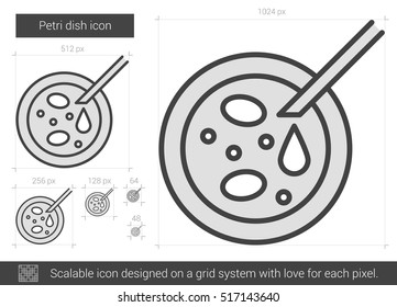 Petri dish vector line icon isolated on white background. Petri dish line icon for infographic, website or app. Scalable icon designed on a grid system.
