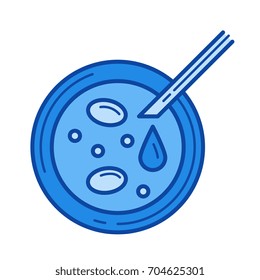 Petri dish vector line icon isolated on white background. Petri dish line icon for infographic, website or app. Blue icon designed on a grid system.