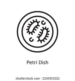 Ilustración de diseño del icono de contorno del vector de pantalla Petri. Símbolo médico sobre archivo EPS 10 de fondo blanco