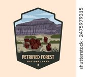 petrified forest national park patch logo vector illustration design, Arizona landmark emblem design