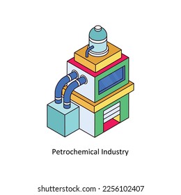 Petrochemical Industry Vector Isometric Filled Outline icon for your digital or print projects. stock illustration