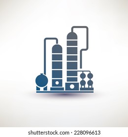 Petrochemical Plant Symbol, Refinery Oil Distillation Icon