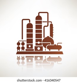 Petrochemical Plant Symbol, Refinery Oil Distillation Icon