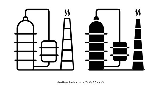 Icono de Vector de planta petroquímica en color negro.