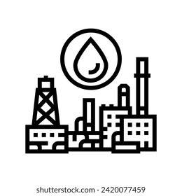 vector de icono de la línea petroquímica de la industria petrolera. señal de la industria petroquímica. símbolo de contorno aislado ilustración negra