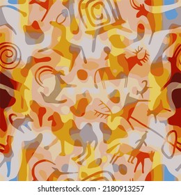 Petroglyphs, cave drawings, vector design