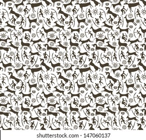 Petroglyphs. Seamless background