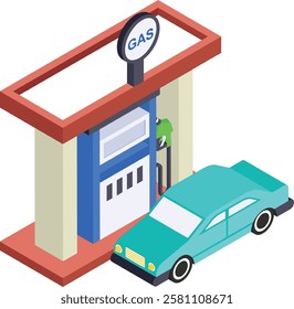 petrol bowsers with vehicle Front View isometric Concept, gasoline pump Vector color Icon Design, Oil and Gas industry Symbol, Petroleum and gasoline Sign, Service and supply stock illustration