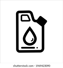 Petrol canister outline vector icon. Benzine.  Automobile reservoir. Liquid. Drop. Gasoline. Flammable oil. Barrel. Gallon fuel. Container. Flat simple line design illustration.