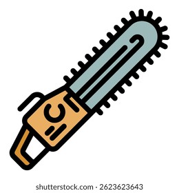Petrol chainsaw icon. Outline petrol chainsaw vector icon color flat isolated