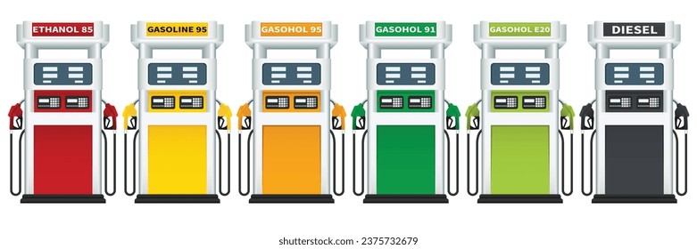 Petrol dispenser fuel machine. Graphic vector 