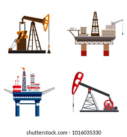 Petrol extraction icon set. Cartoon set of petrol extraction vector icons for web design isolated on white background