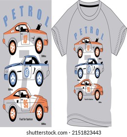 petrol feul for fashoin 3 cars tshirt design