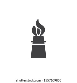Petrol flame vector icon. filled flat sign for mobile concept and web design. Gas tower with fire flame glyph icon. Oil industry symbol, logo illustration. Vector graphics