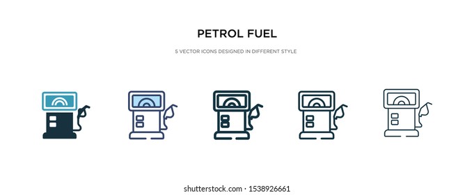 petrol fuel icon in different style vector illustration. two colored and black petrol fuel vector icons designed in filled, outline, line and stroke style can be used for web, mobile, ui