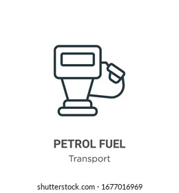 Icono vectorial del contorno del combustible de gasolina. Icono de combustible de gasolina negra en línea delgada, ilustración de elemento simple vector plano del concepto de transporte editable trazo aislado en fondo blanco