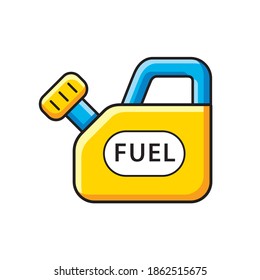 Petrol gas fuel plastic gallon canister or gasoline jerry can isolated cartoon vector icon