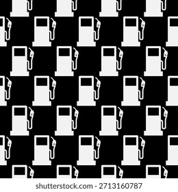Petrol or Gas station seamless pattern isolated on black background