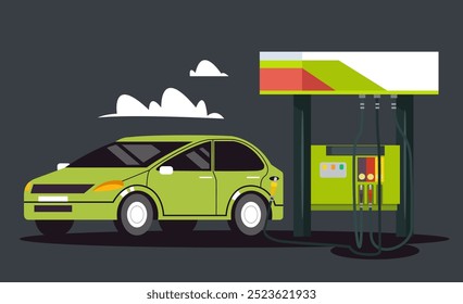 Petrol gas station. Vector flat illustration