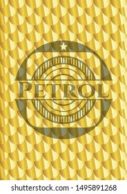 Petrol gold emblem or badge. Scales pattern. Vector Illustration. Detailed.