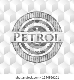 Petrol grey emblem. Vintage with geometric cube white background