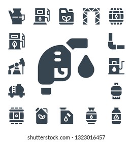 petrol icon set. 17 filled petrol icons.  Simple modern icons about  - Oil, Eco fuel, Pump jack, Gas fuel, Tank, Pipeline, Gas station, Gas, Barrel, Fuel, Gasoline, Rigging