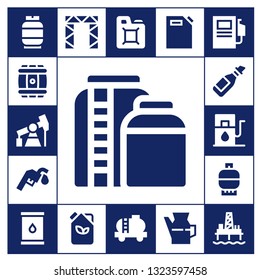 petrol icon set. 17 filled petrol icons.  Collection Of - Gas, Barrel, Pump jack, Tank, Gas station, Oil, Rigging, Fuel, Gas can, Fuel station, Oil pump