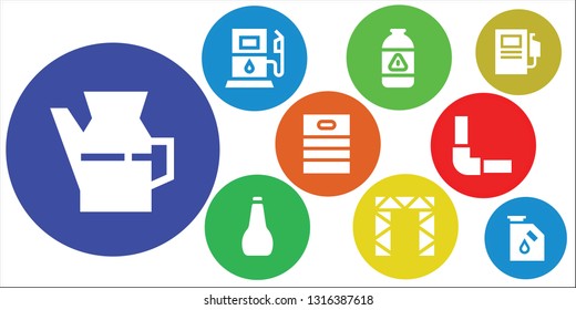 petrol icon set. 9 filled petrol icons.  Collection Of - Oil, Gas station, Gas, Rigging, Barrel, Pipeline, Fuel station