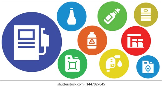 petrol icon set. 9 filled petrol icons.  Collection Of - Fuel station, Oil, Fuel, Gas fuel, Gas, Gas station, Barrel