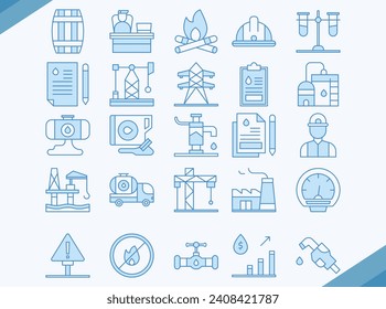 petrol industry blue line color vector design icons pack