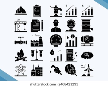 paquete de iconos de diseño de vectores de la industria de la gasolina