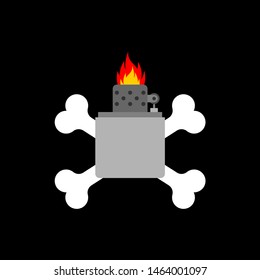 Petrol lighter and crossbones. Pyro symbol. vector illustration
