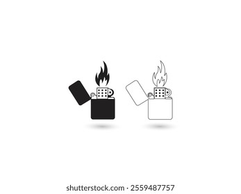 Petrol lighter or Zippo Lighter, Lighter clipart vector icon on white background