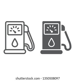 Petrol line and glyph icon, fuel and gasoline, gas pump sign, vector graphics, a linear pattern on a white background, eps 10.