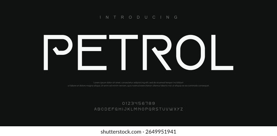 Petrol Modern urban alphabet fonts. Typography sport, simple, technology, fashion, digital, future creative logo font.