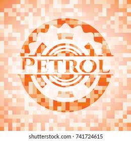 Petrol orange mosaic emblem